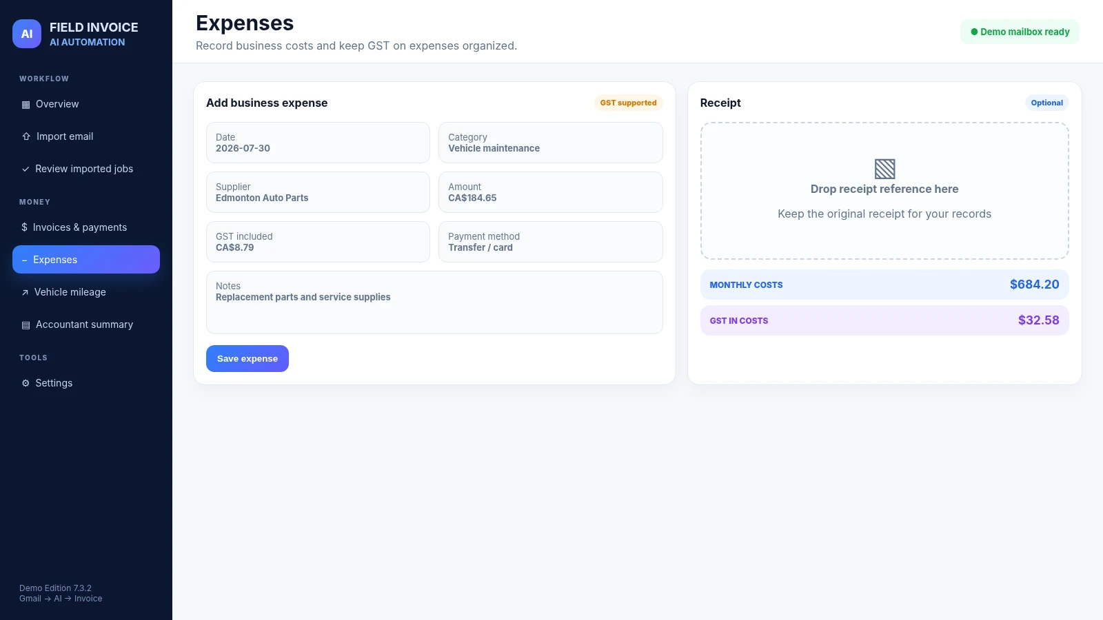 Expense tracking